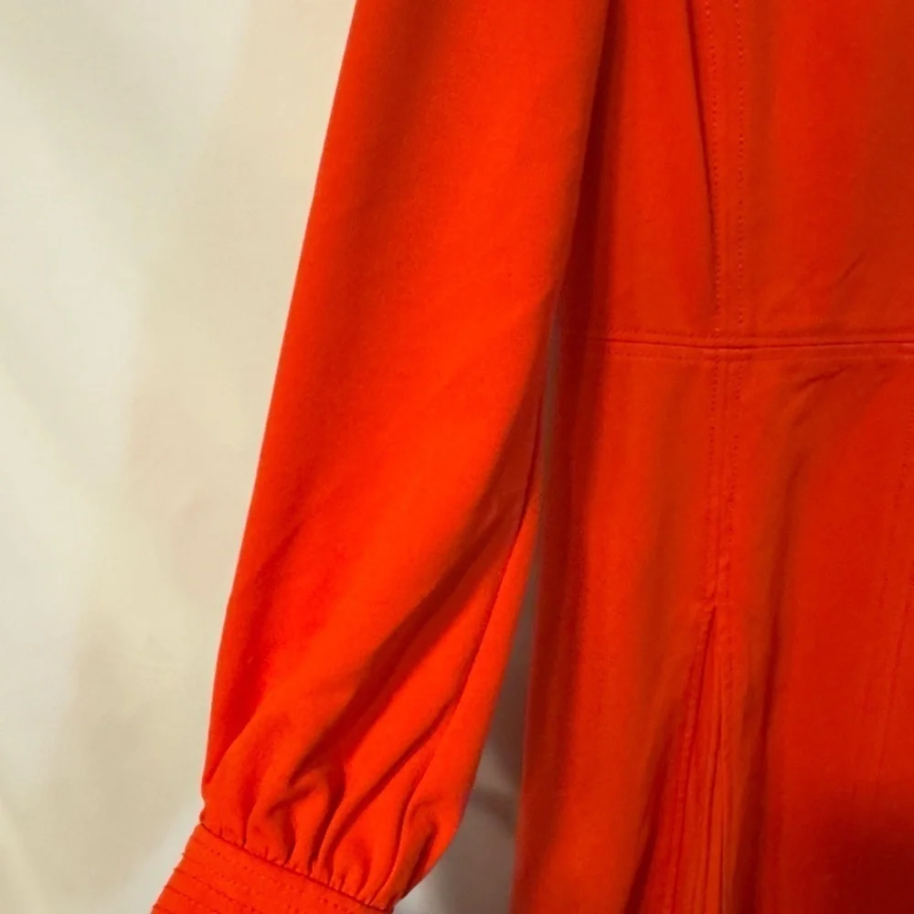 Tory Burch XS Knit Crepe Midi Dress Red Fit & Flare Hourglass Long Sleeves